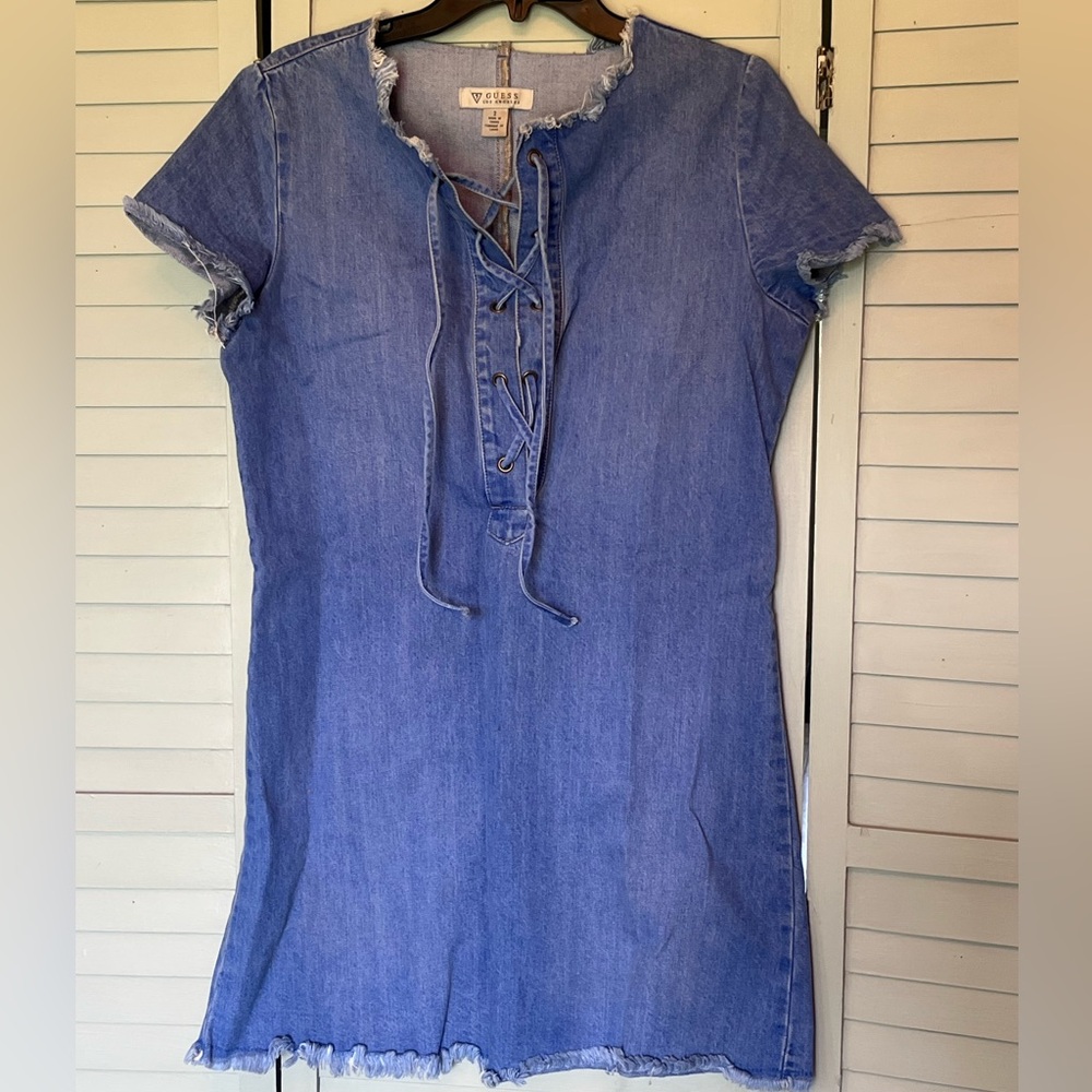 Denim Guess Tie Up Mini Dress